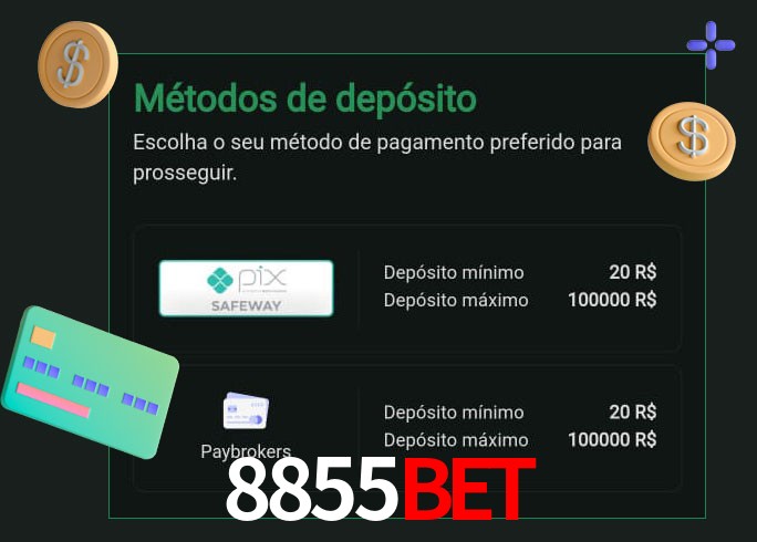 O cassino 8855Bet oferece uma grande variedade de métodos de pagamento